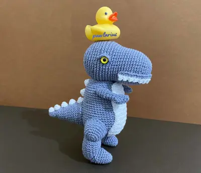 Ray the T-Rex Amigurumi Image - with Ducky