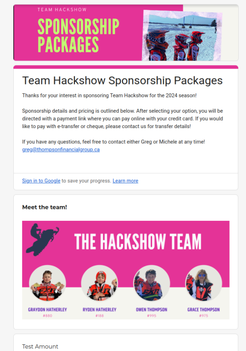 Sponsorship Template Form - Google Payable Form Template