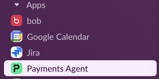Liste d'applications avec 'Agent de paiements' mis en évidence dans l'interface.