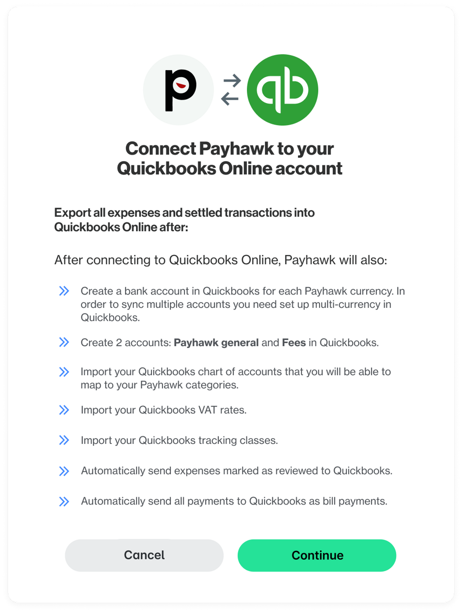 Seamlessly integrate quickbooks online with Payhawk (feature screenshot) 