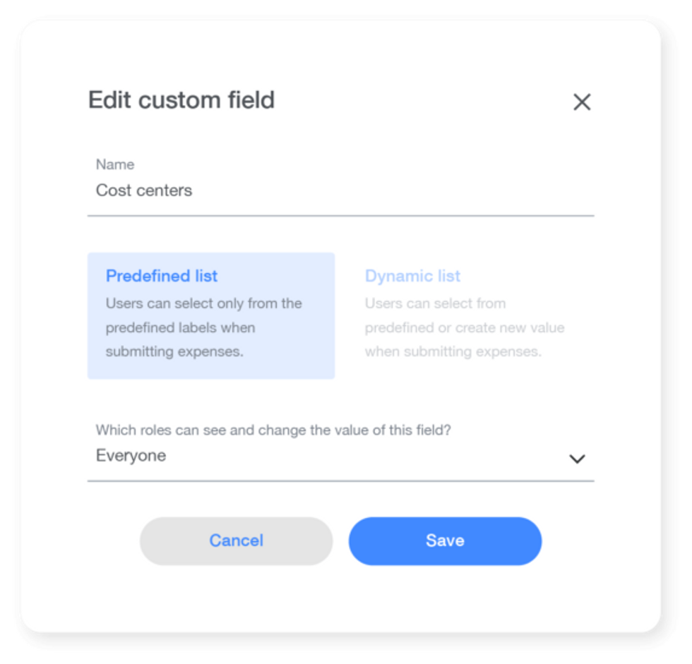 Payhawk custom expense fields - screenshot from our spend management solution