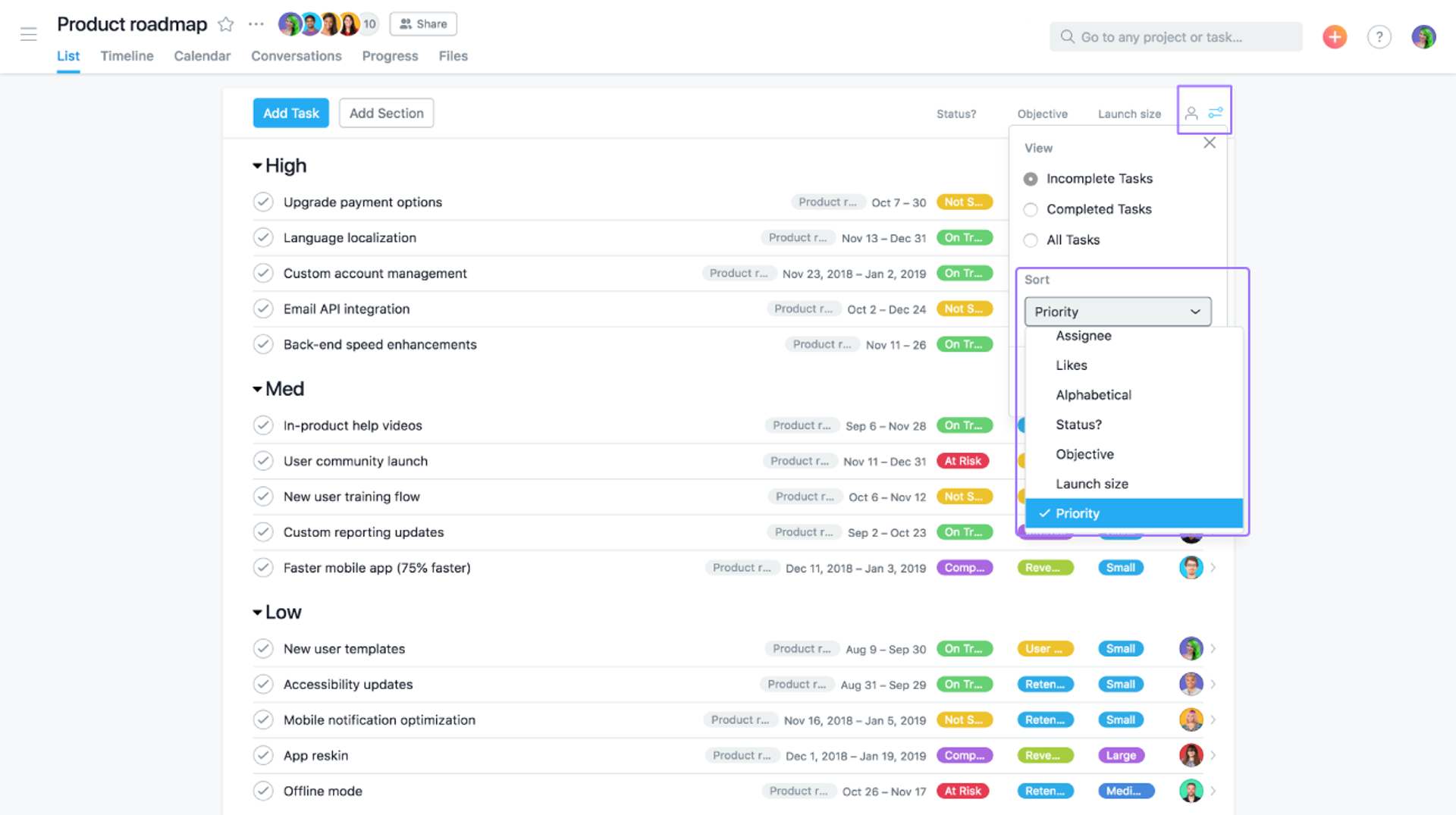 FinTech product roadmap list format