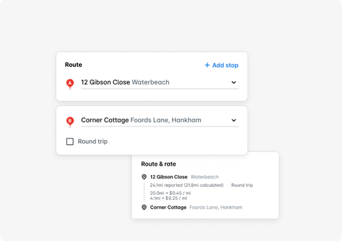 Mileage tracking and automated calculations - an illustration showing how Payhawk business travel software helps you achieve this. 