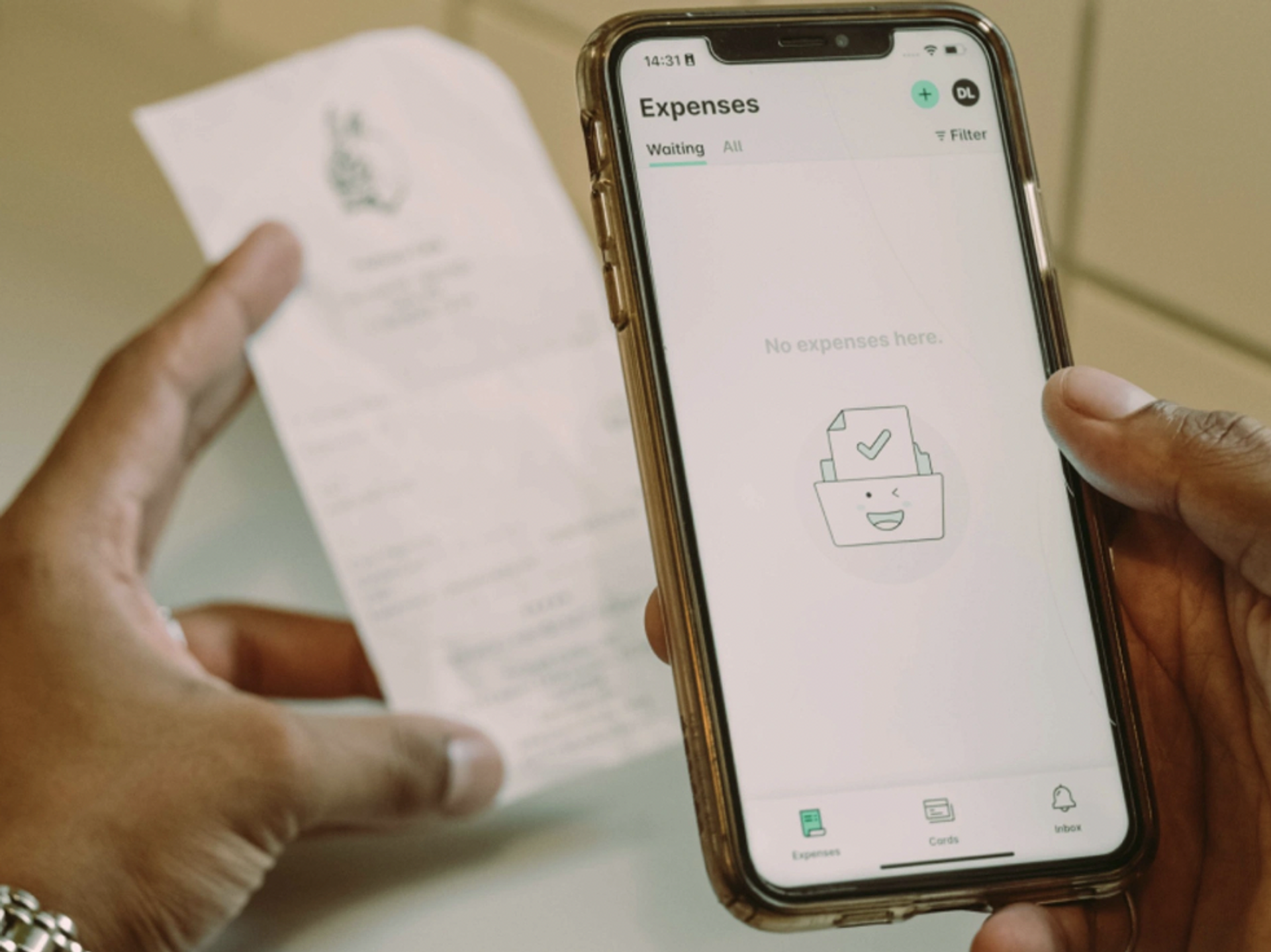 Uploading receipts on a mobile expense app