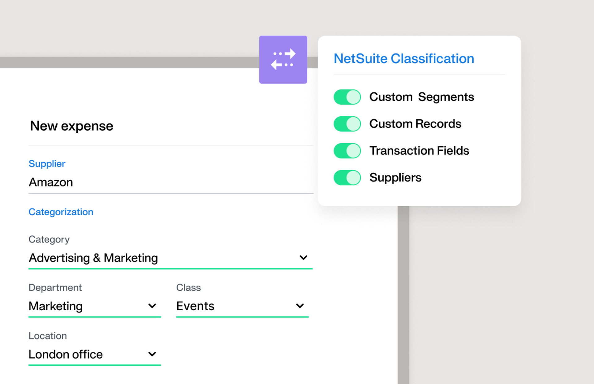 Payhawk and NetSuite classifications in action