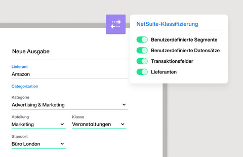 Ausgabenkategorie innerhalb der Netsuite-Integration von Payhawk