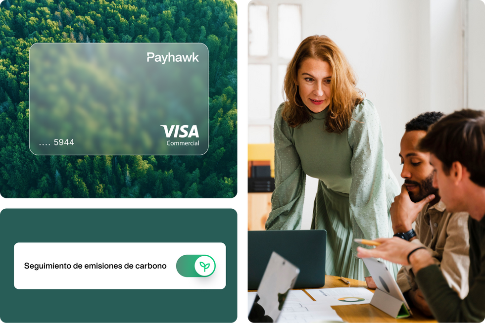 Payhawk tarjeta corporativa informe carbono ilustrado