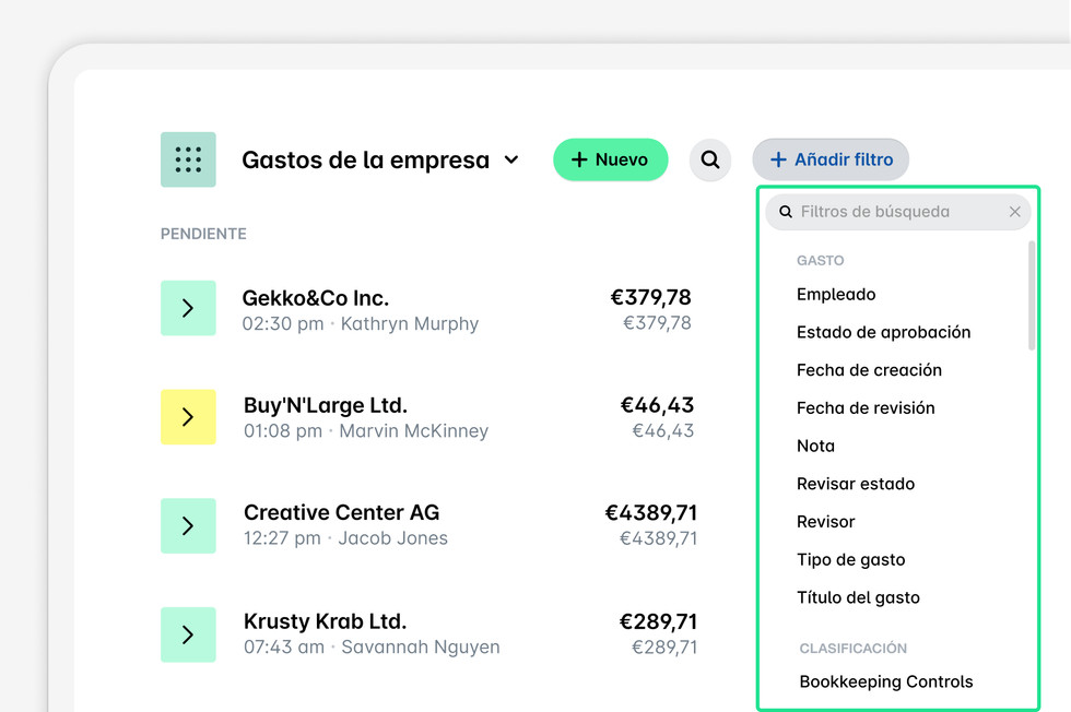 Gana más visibilidad sobre el gasto con más de 25 filtros