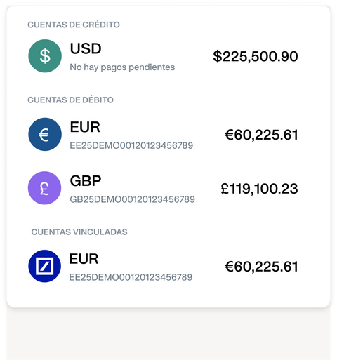 Dedicated IBANs in multiple currencies