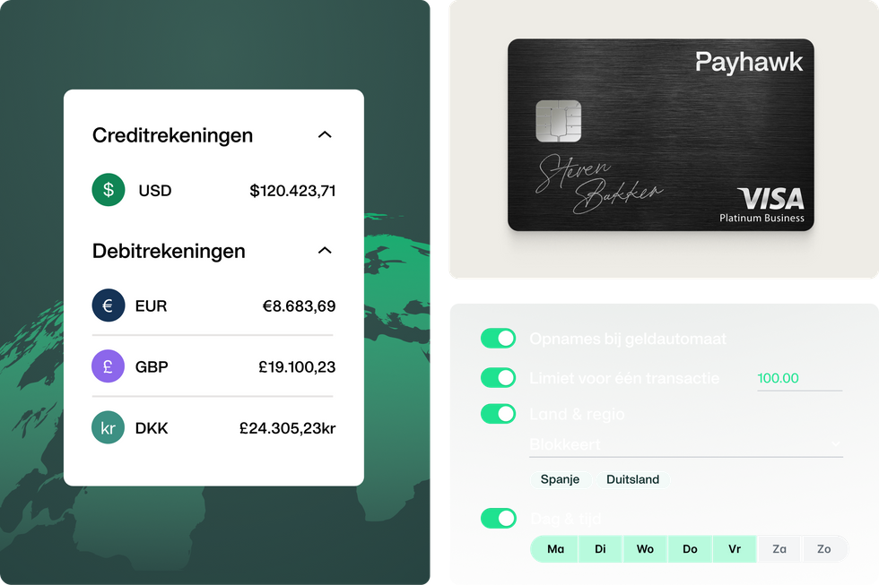 Een dashboard met alle zakelijke uitgaven die zijn gedaan met een Payhawk zakelijke betaalkaart