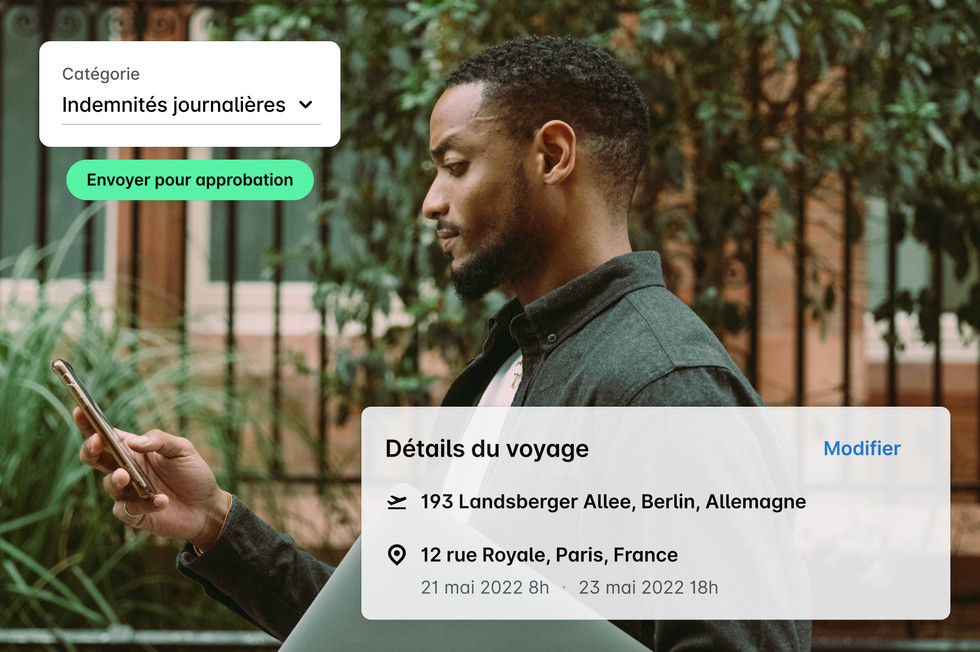 Une illustration montrant l'intégralité du processus de remboursement des indemnités journalières dans l'application Payhawk