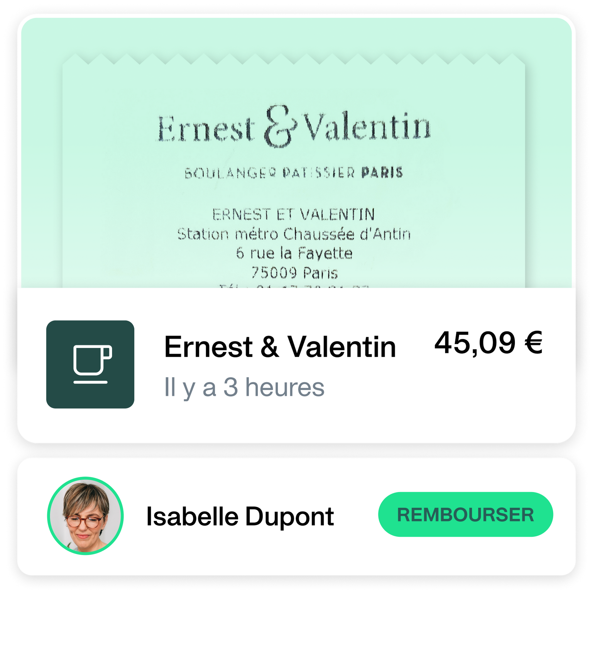 image montrant le scan d'un reçu pour la création d'une note de frais