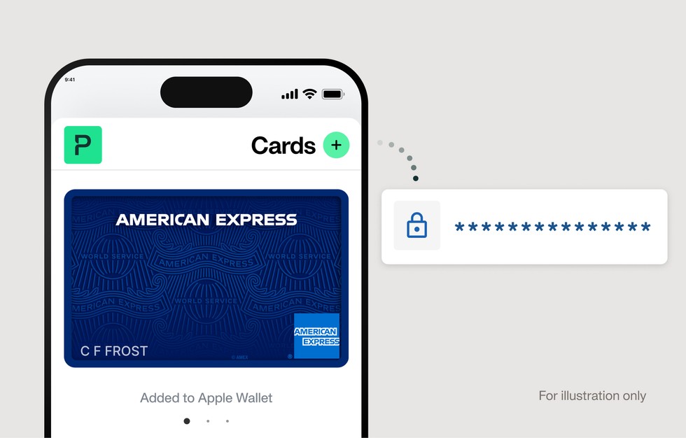 Image illustrating the enhanced security of the virtual AMEX Card integrated with Payhawk spend management