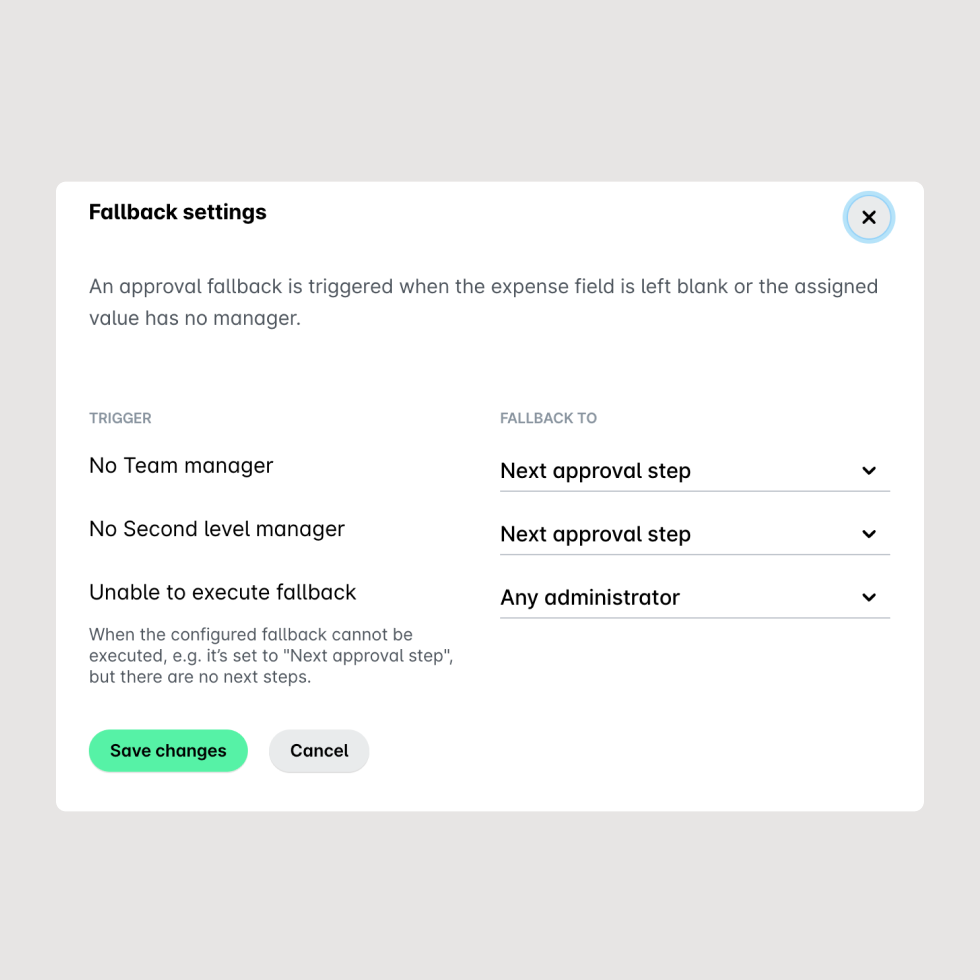 Aangepaste fallback-instellingen voor de workflow voor onkostenbeheer - Configureer aangepaste regels voor goedkeuring en zorg voor volledige controle over de uitgaven zonder handmatige tussenkomst