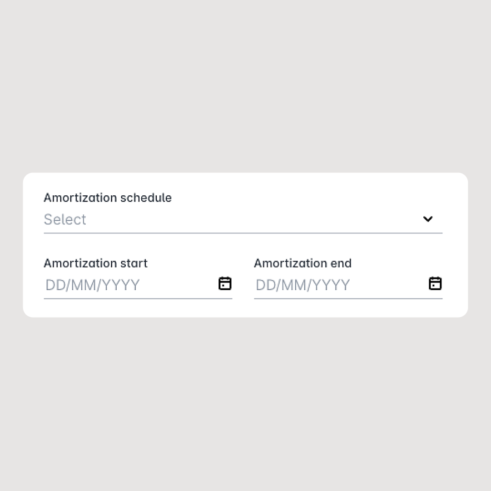 Payhawk's nieuwe aflossingsschema-velden - aflossingsschema/-methode en een begin- en einddatum voor een gestroomlijnde en nauwkeurige boekhouding