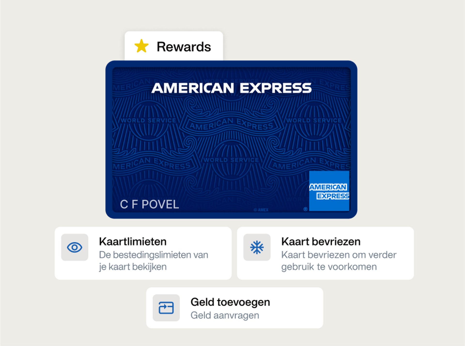 Illustratie van de AMEX corporate card, met de gecombineerde mogelijkheden van het Payhawk spend management platform