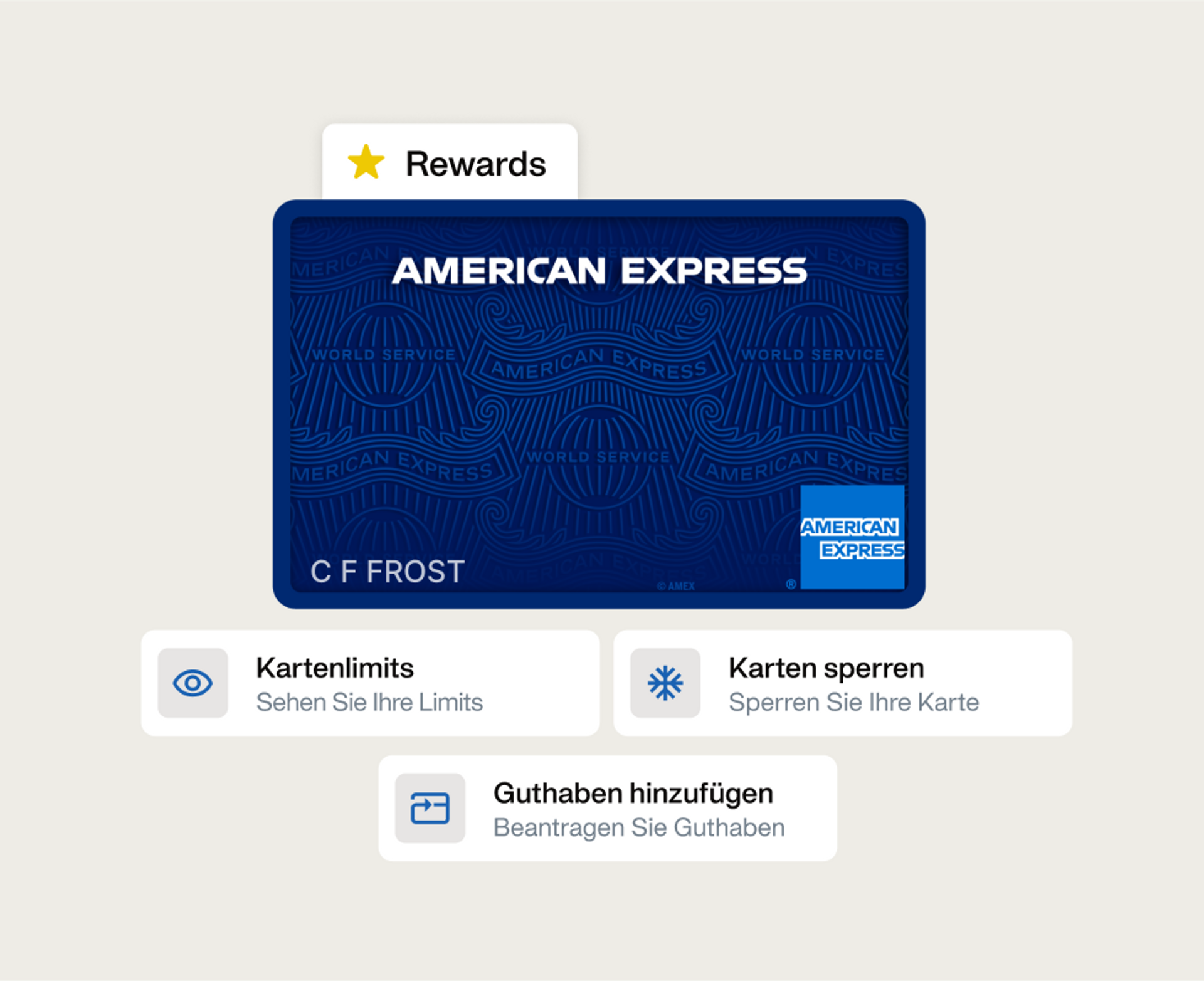 Illustration der AMEX-Unternehmenskarte mit den kombinierten Funktionen der Payhawk-Ausgabenmanagement-Plattform