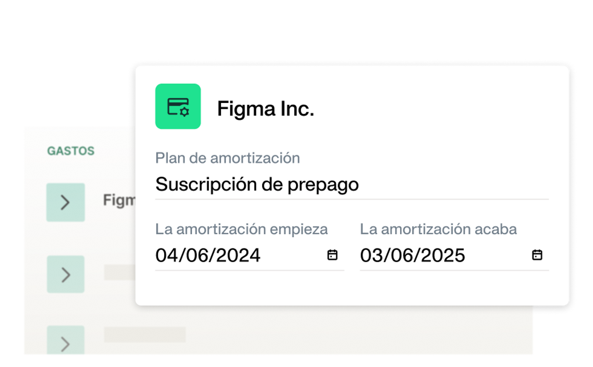Ilustración de la nueva funcionalidad de plan de amotización de Payhawk