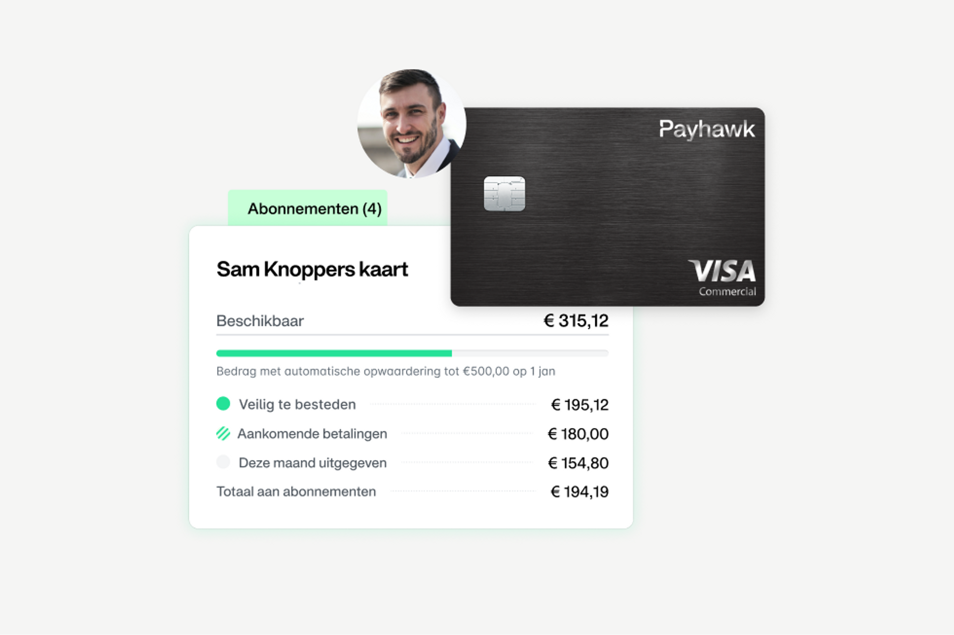 Een screenshot van het werknemersdashboard van de software voor uitgavenbeheer van het bedrijf Payhawk