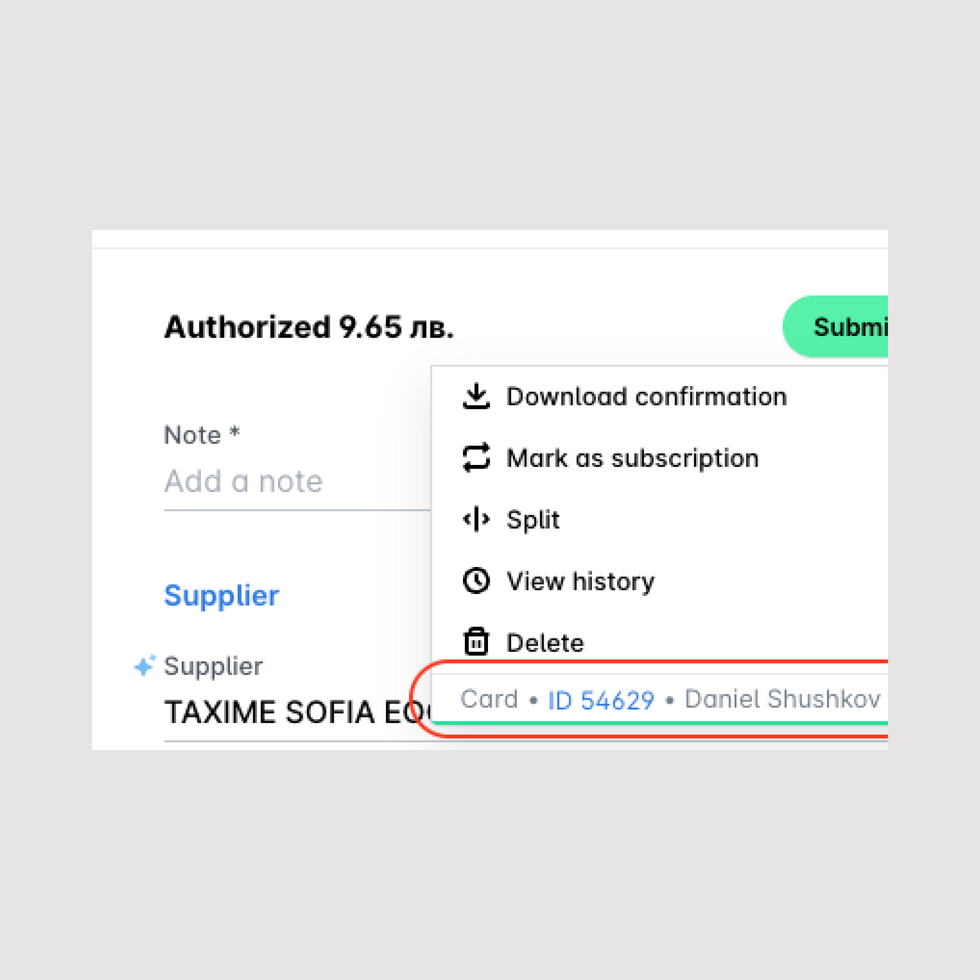 screenshot of Payhawk product UI showing footer