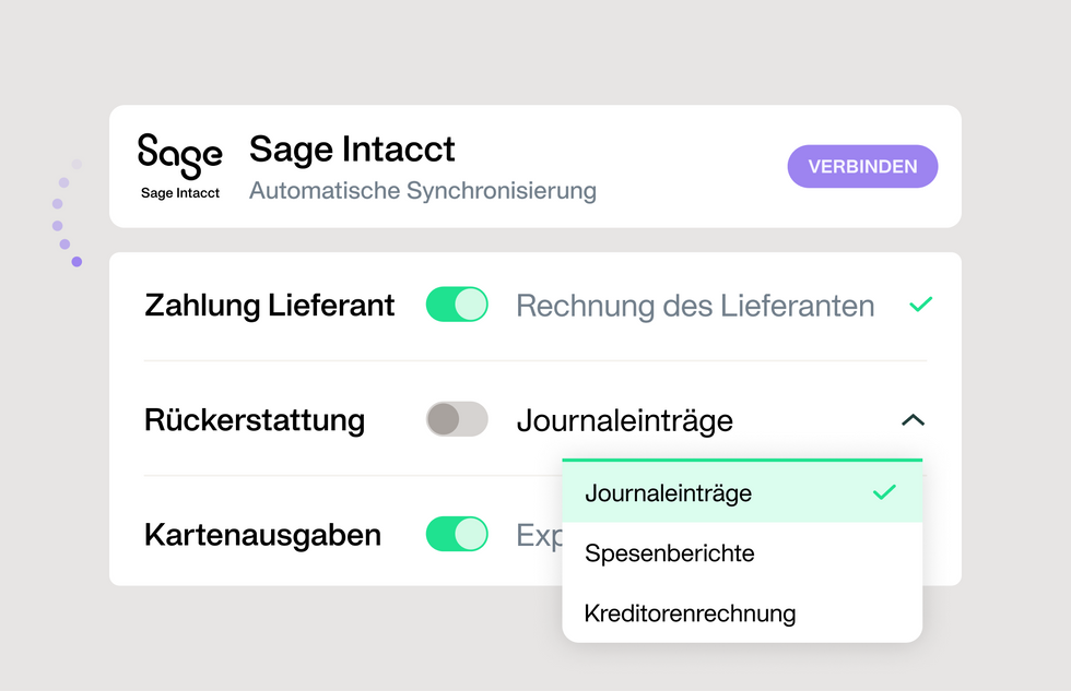 Illustration, die zeigt, wie einfach es ist, die Sage Intacct-Integration einzustellen