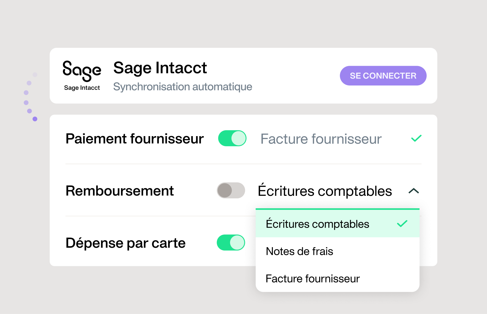 Illustration montrant la facilité d'intégration de Sage Intacct
