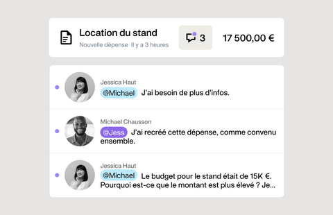 illustration de la fonctionnalité d'ajout de commentaires dans la plateforme Payhawk