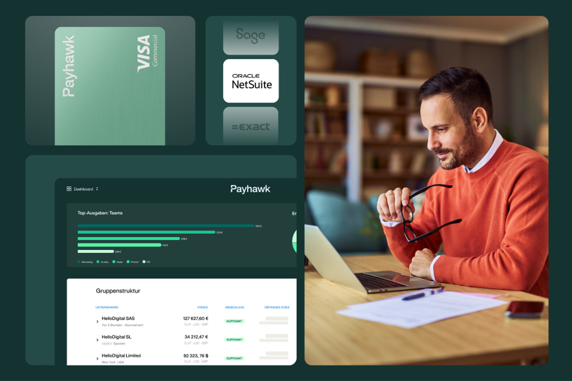 Ein Payhawk-Dashboard, das eine leistungsstarke Spendesk-Alternative bietet