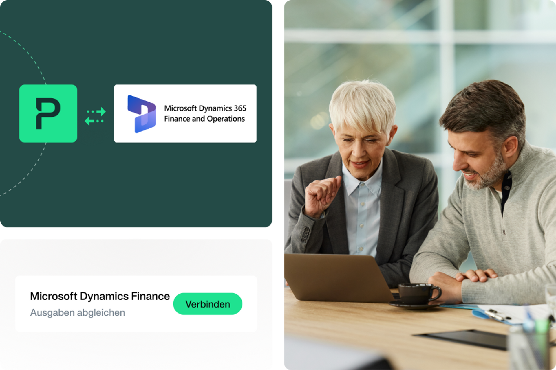 Bild, das die automatische Synchronisierung zwischen Microsoft Dynamics und der Ausgabenmanagement-Plattform von Payhawk veranschaulicht.