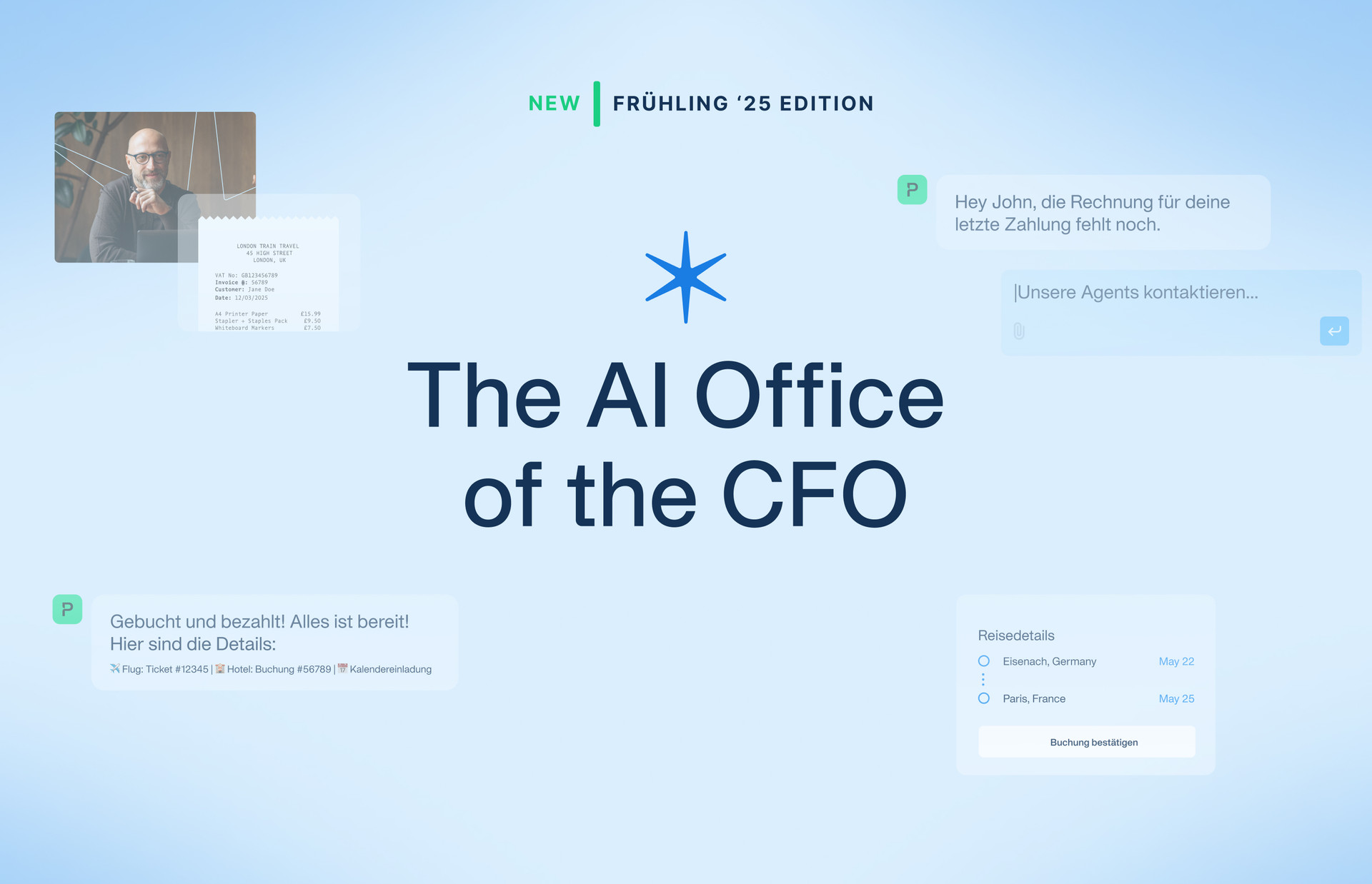 Grafik, die das neue Release von Payhawk "AI Office of the CFO" beschreibt.