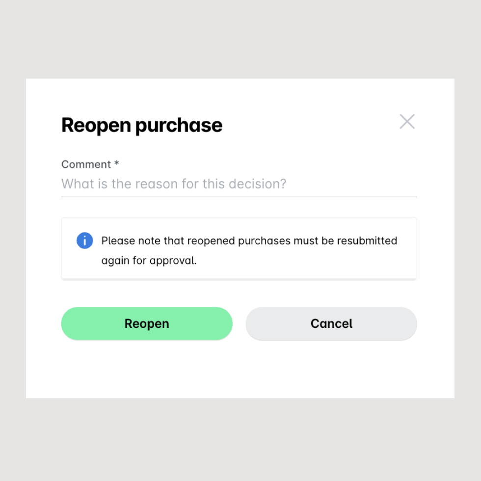 Reabrir solictud de compra en Payhawk