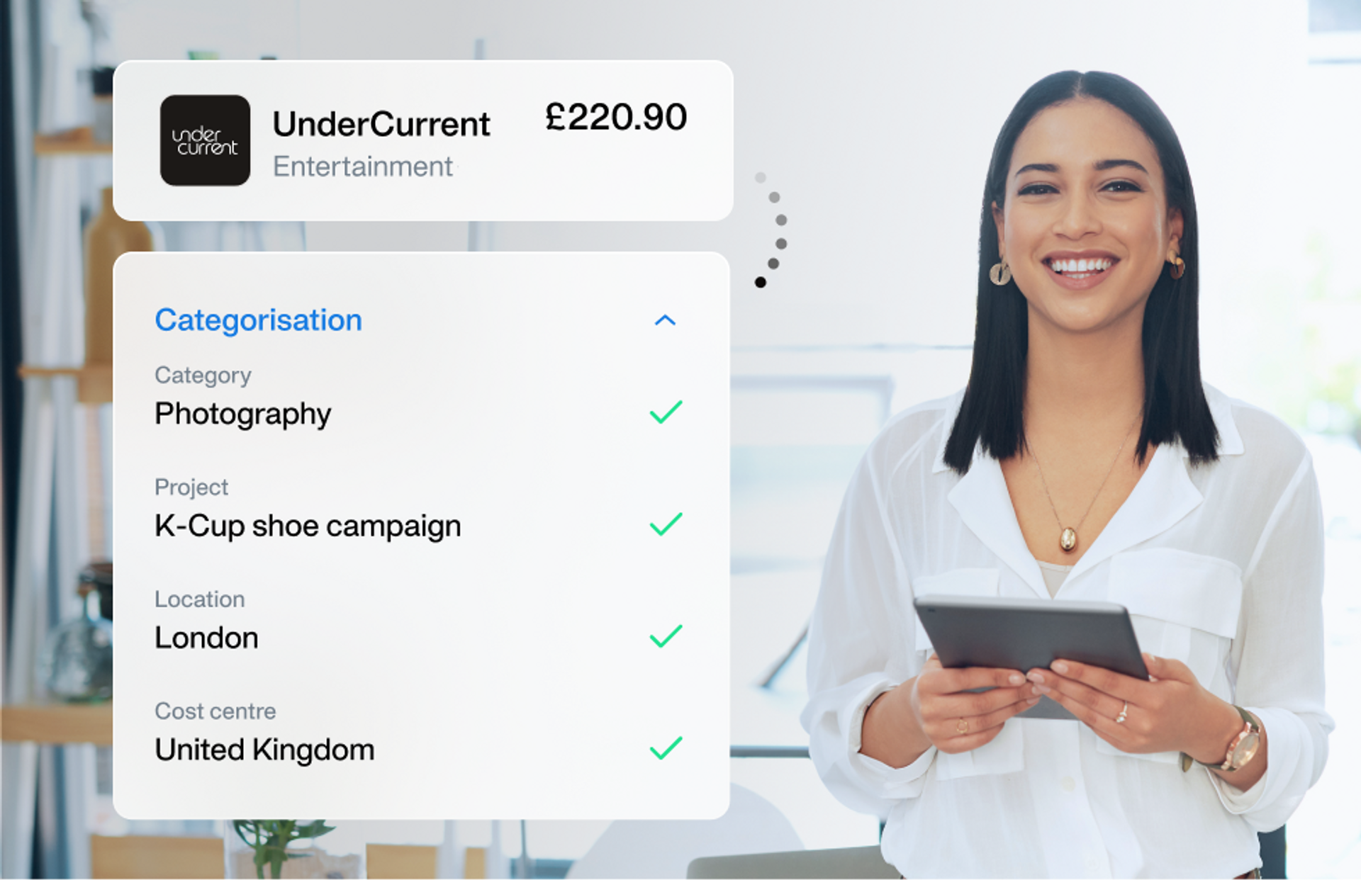 Illustration showing that each business expense is automatically categorised
