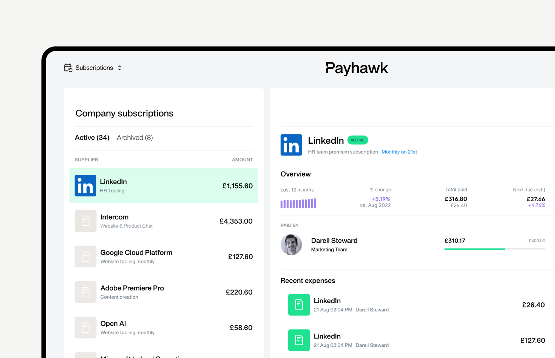Image showing that you can manage all your subscription expenses from one place