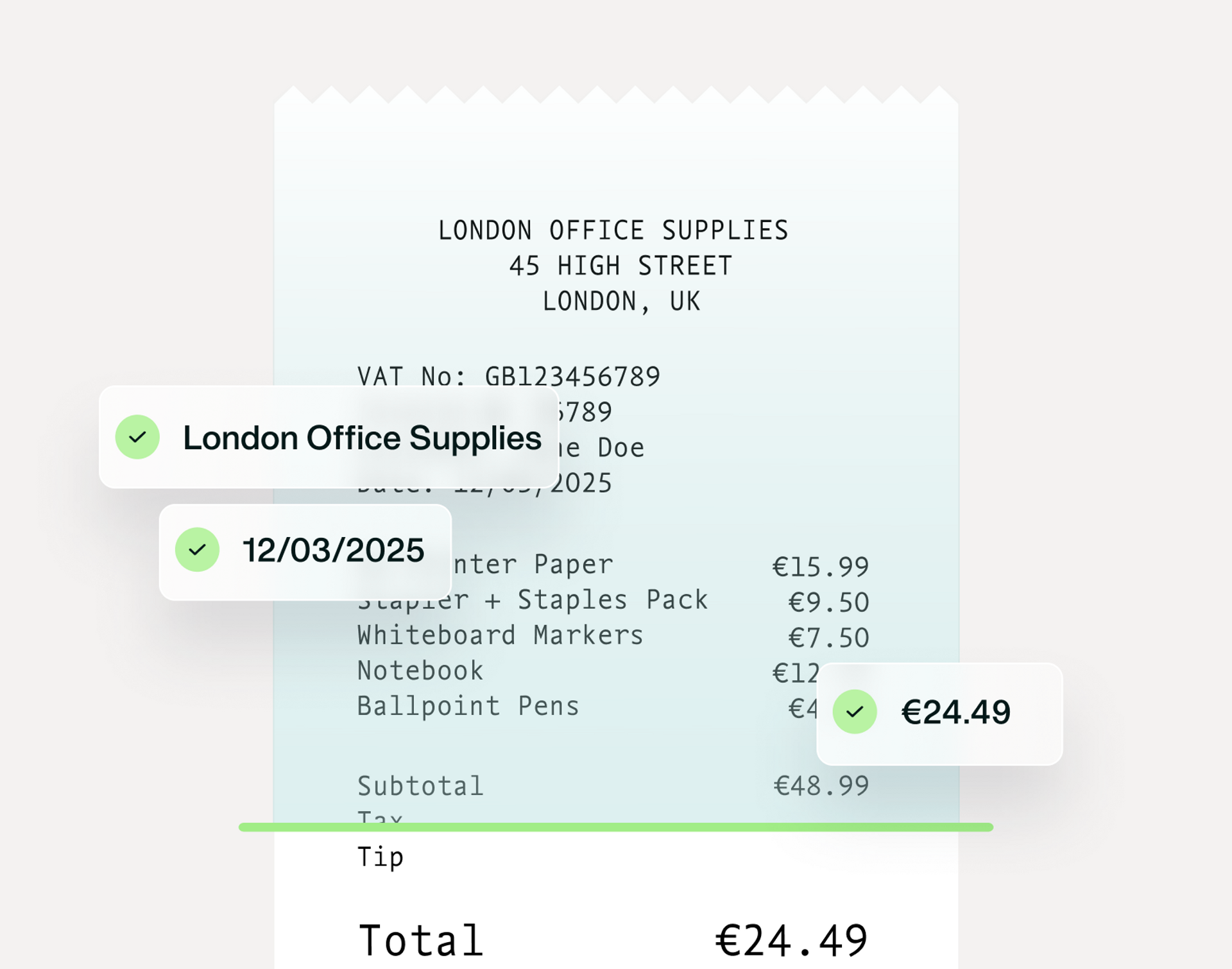 A visualisation of the Payhawk OCR system