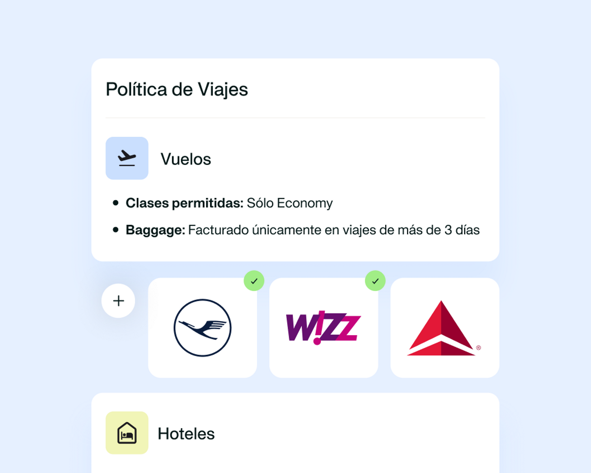 Imagen que muestra cómo el Agente IA de Viajes se encarga de buscar opciones de viaje, cumpliendo con las políticas de gasto definidas por la empresa