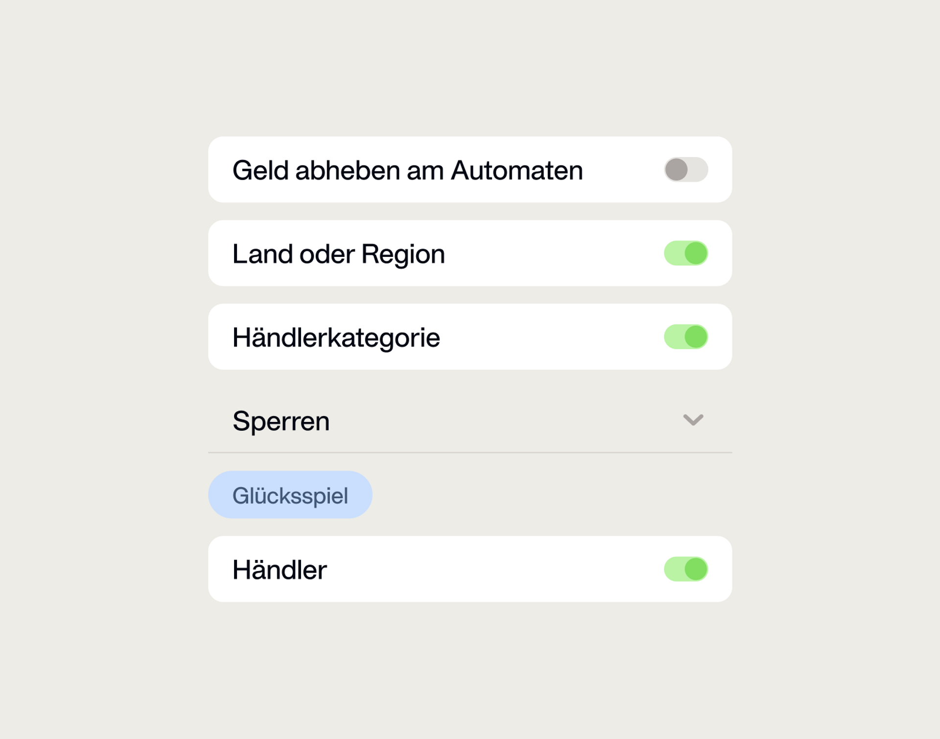 Visualisierung der Kartenkontrollen in Payhawk