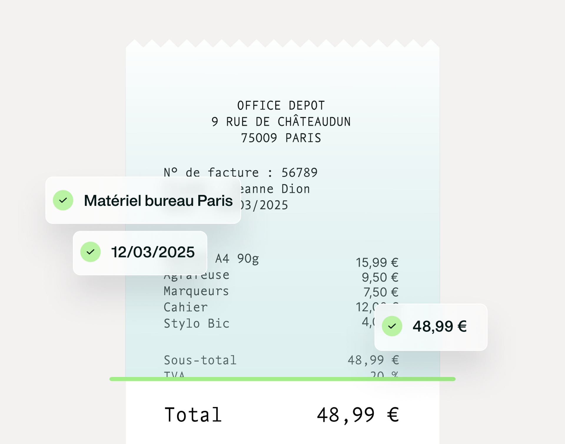 Une image montrant comment fonctionne la technologie de capture de données OCR de Payhawk