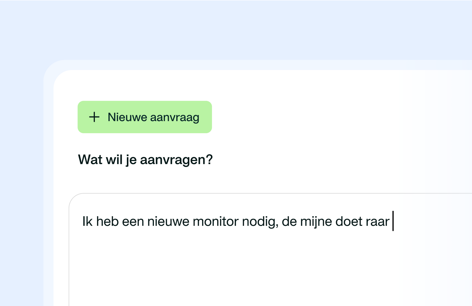 Visualisatie van de conversational request builder