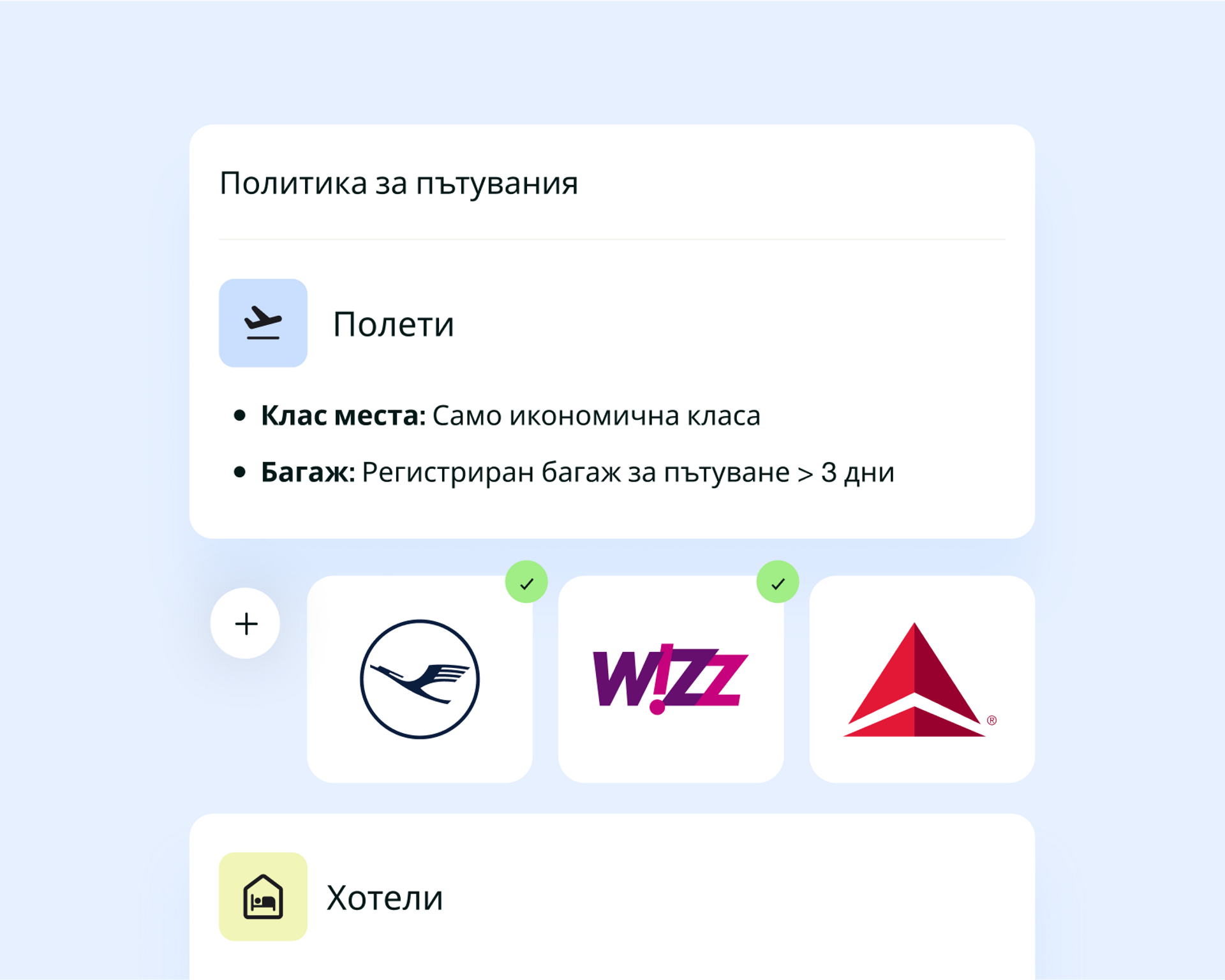 Изображение, показващо пример за политика за пътувания