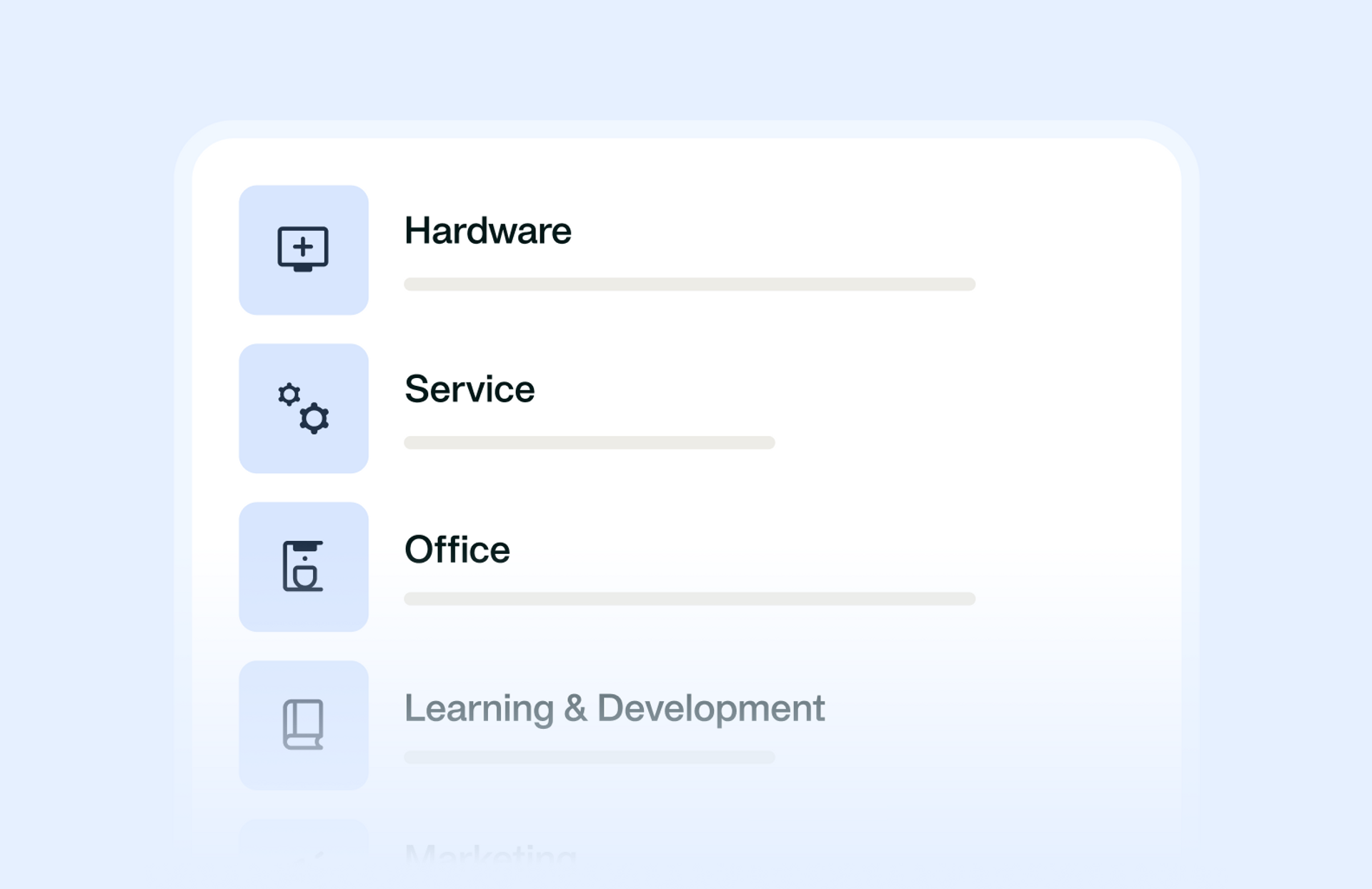 Visualisation of the custom purchase request templates