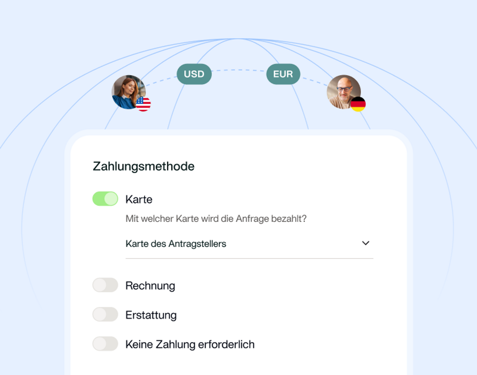 Ein Bild, das zeigt, dass Sie zwischen verschiedenen Zahlungsmethoden wählen können