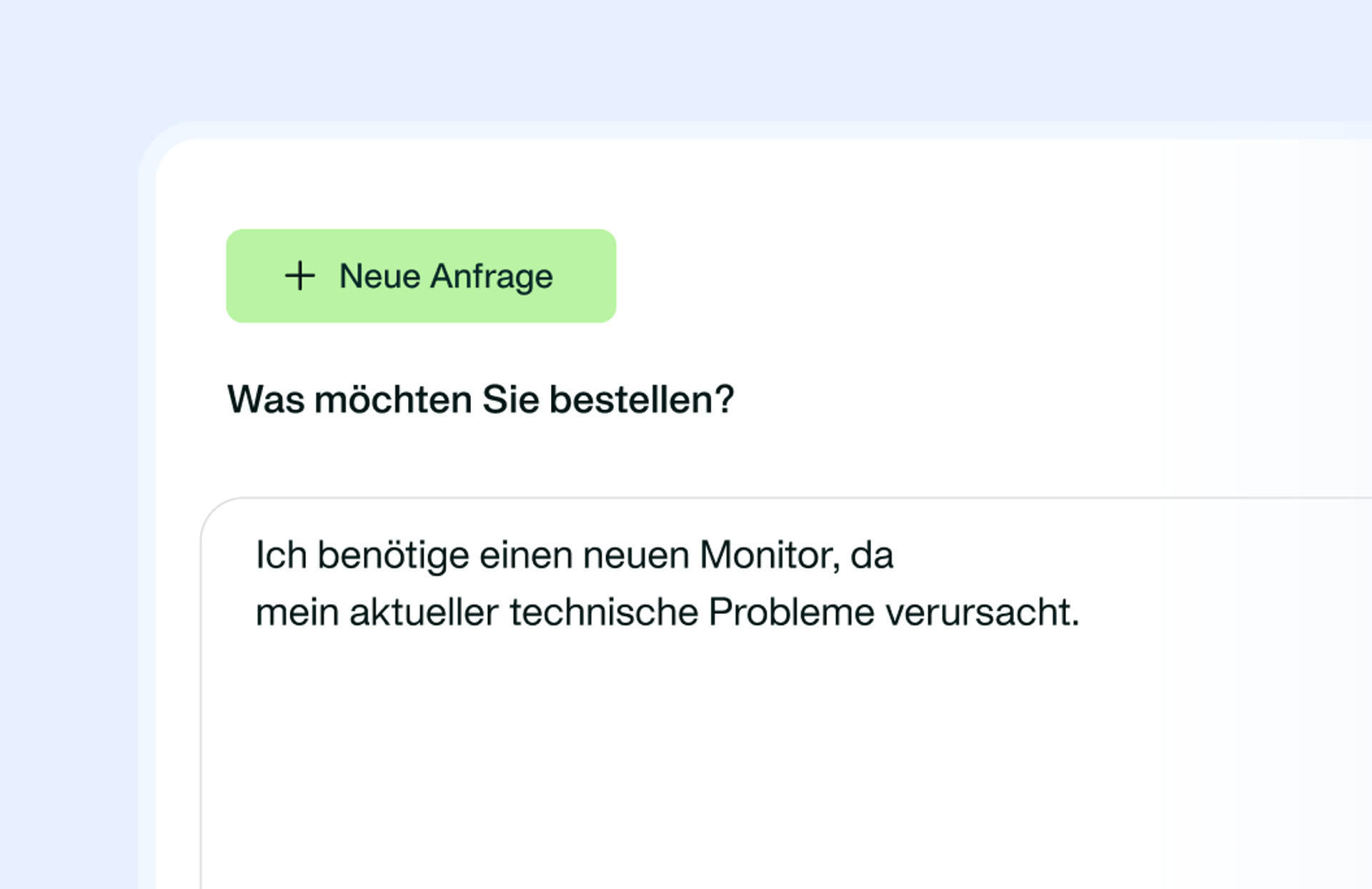 Darstellung des interaktiven Tools zur Erstellung von Kaufanfragen