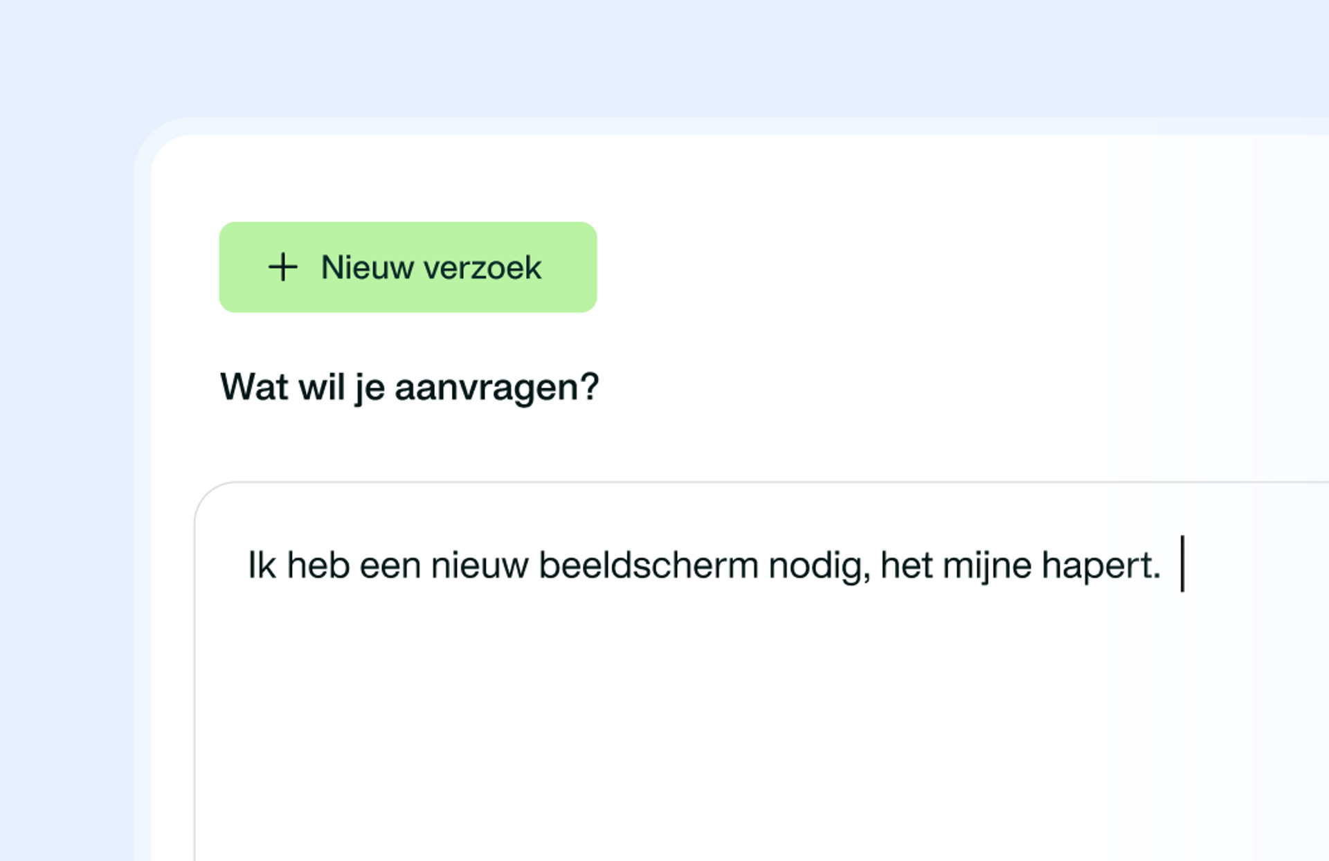 Visualisatie van de conversational purchase request builder