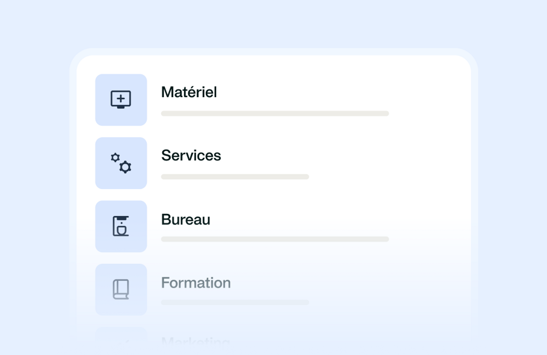 Visualisation of the custom purchase request templates