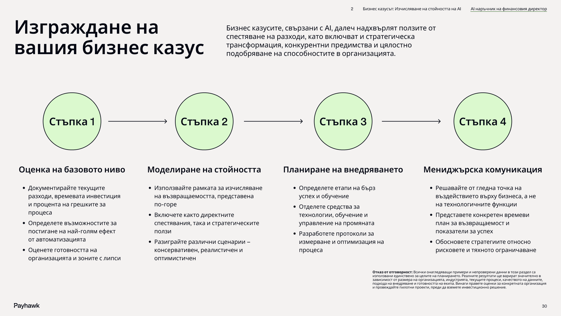 Изграждане на стойността на вашия бизнес случай - страница от наръчника за изкуствен интелект на финансовия директор