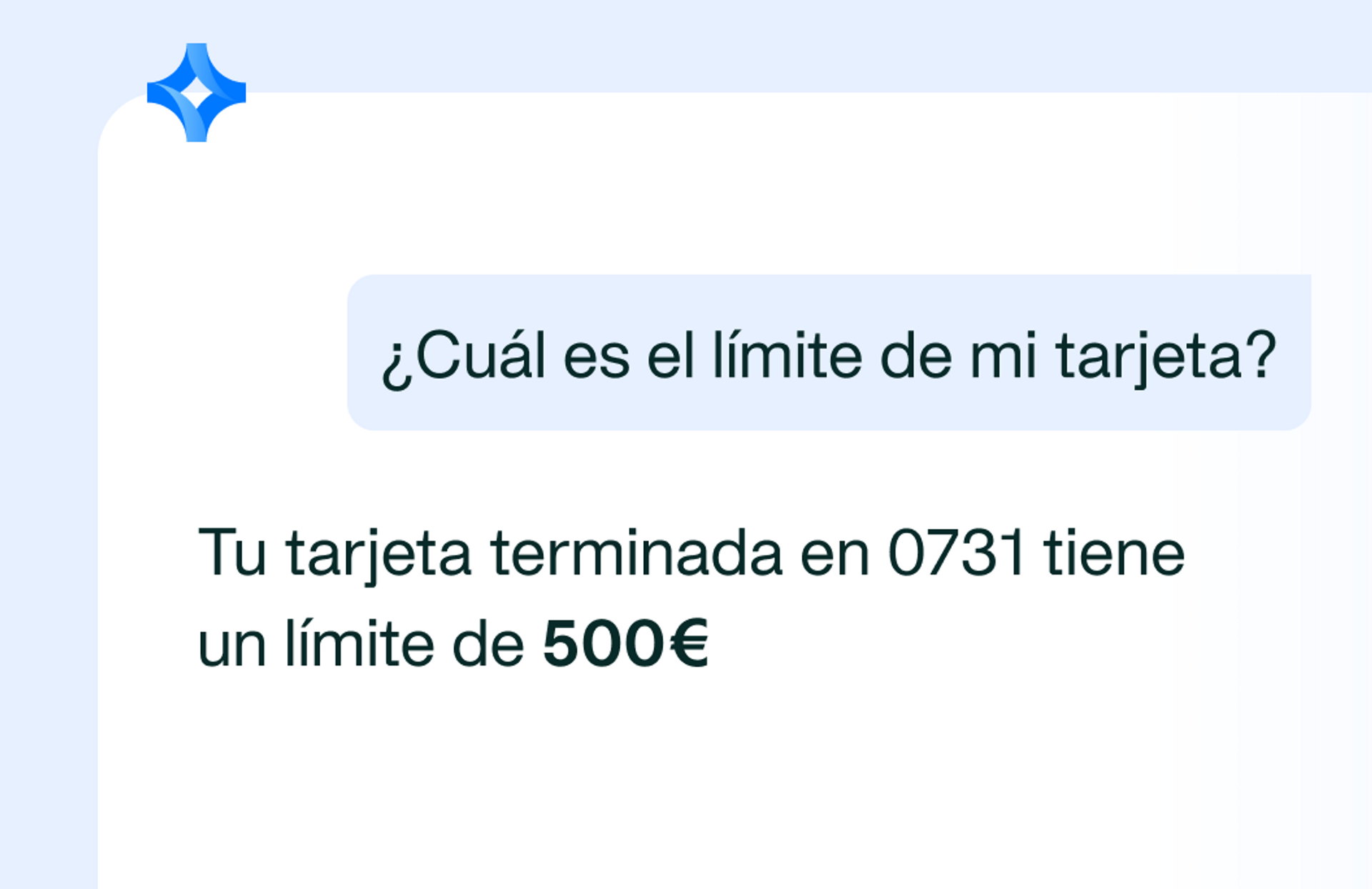 Imagen que muestra cómo el agente de IA de pagos responde a tus preguntas
