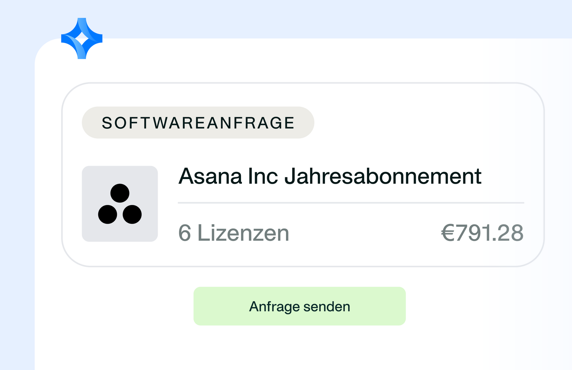 Ein Bild, das eine neue Beschaffungsanfrage zeigt