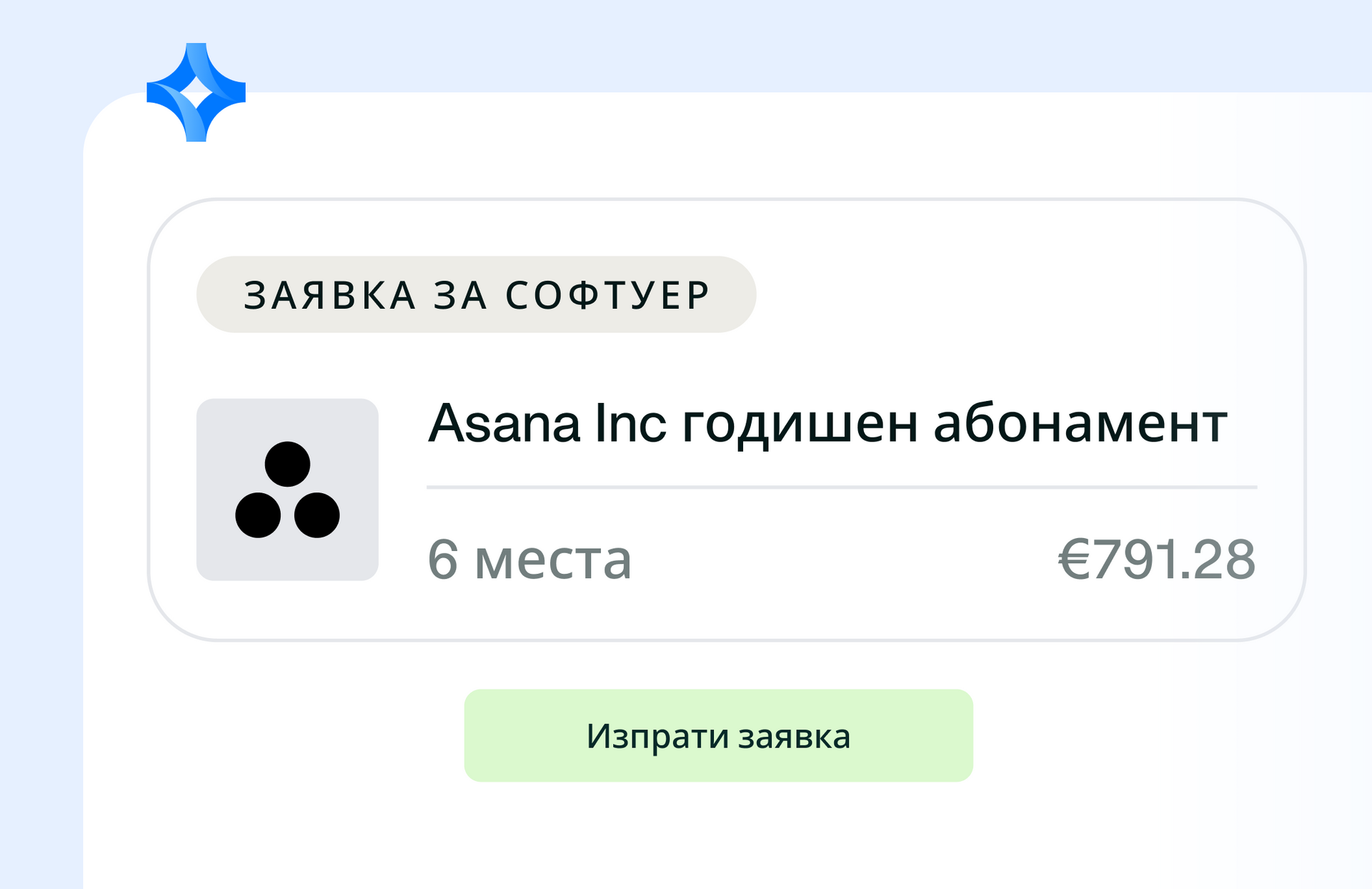 Изображение, показващо ново заявление за покупка