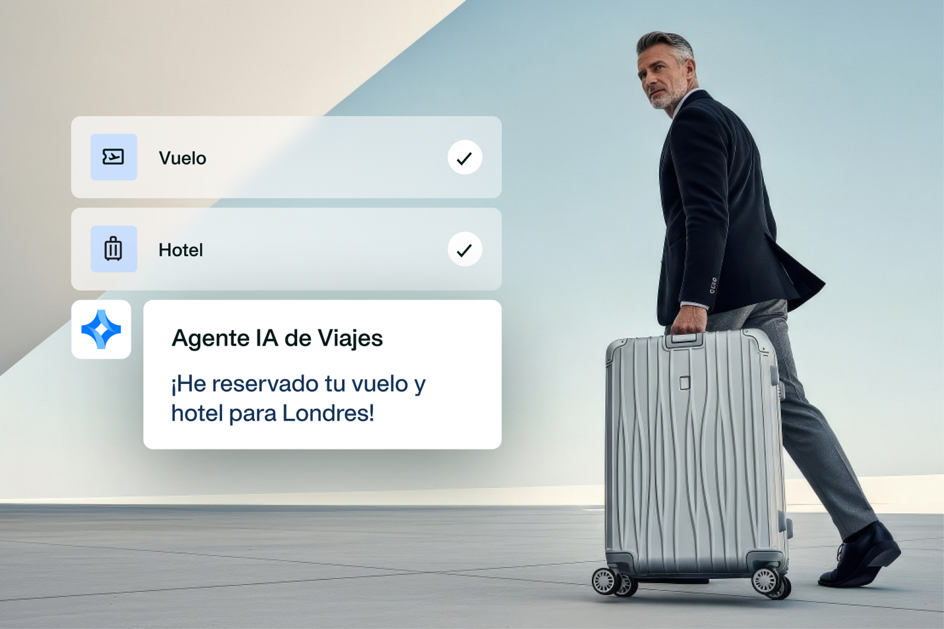 imagen que muestra a un empleado que ha reservado un viaje con el Agente IA de Viajes de Payhawk