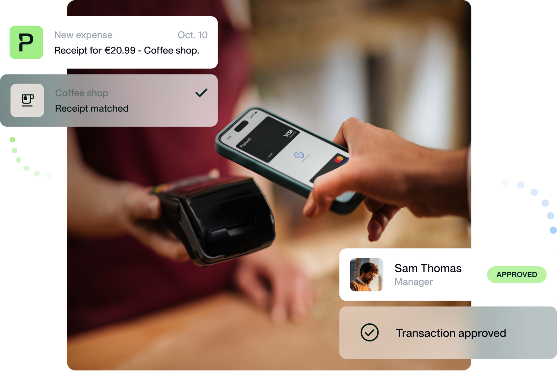 An illustration how automation speeds up expense management - from making the expense till the approval - a complete expense management platform